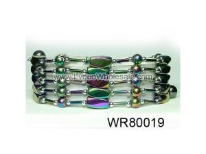 36inch Rainbow Hematite Beads Magnetic Wrap Bracelet Necklace All in One Set